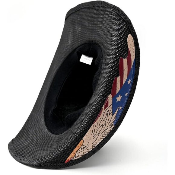 Women\'s Black 2 Straw Cowgirl Woven Western Two Decorative Bands Sun Hat main image 4